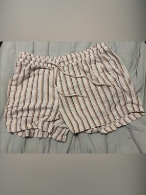 Striped Cream and Tan linen shorts